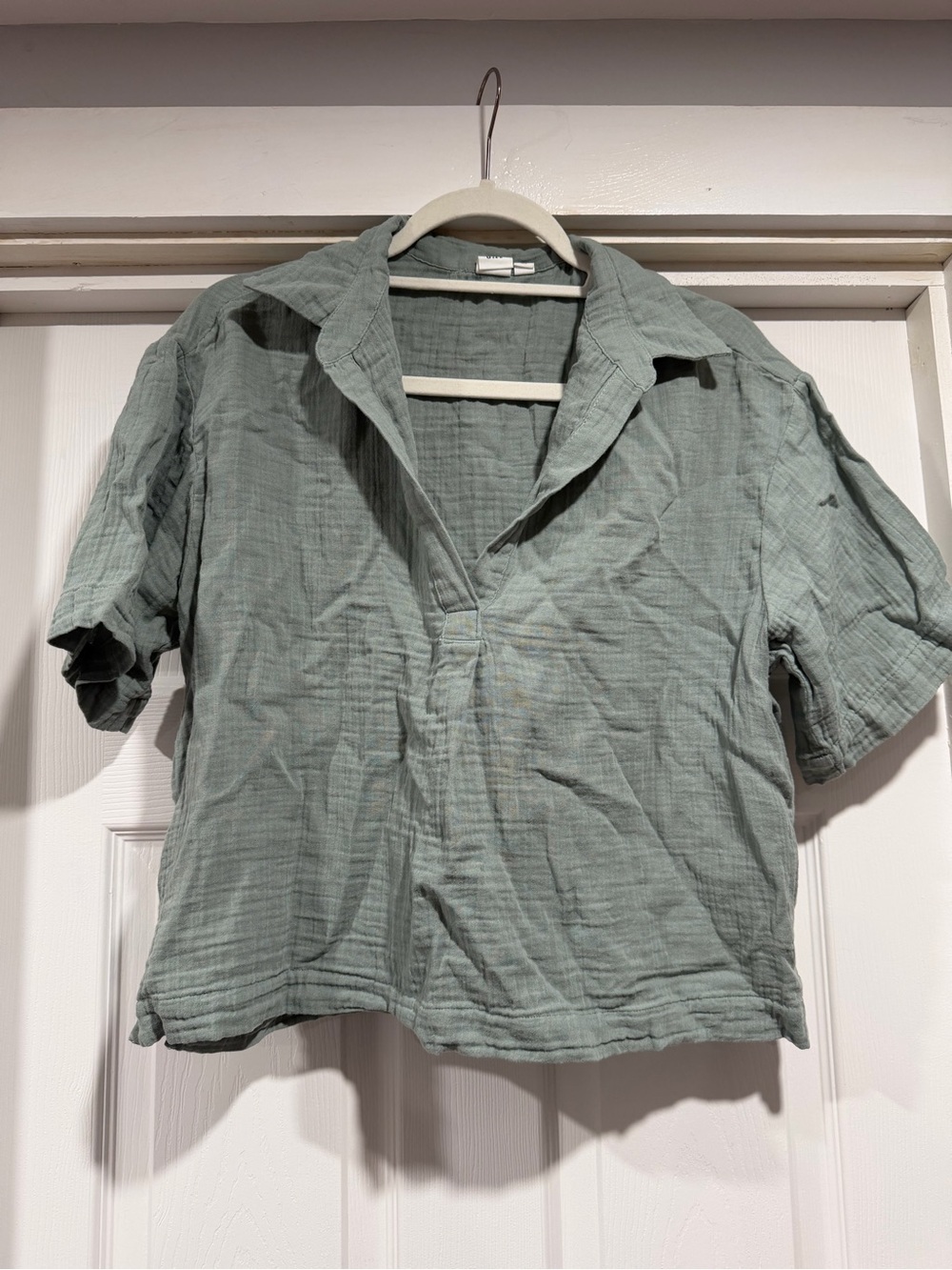 GAP Sage Green Short Sleeve Linen Casual Shirt